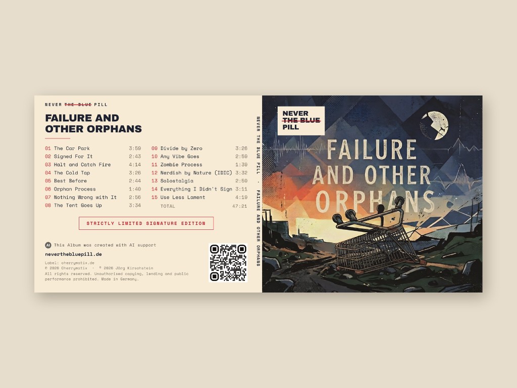 Digipak außen: Cover und Tracklist von Failure and other Orphans